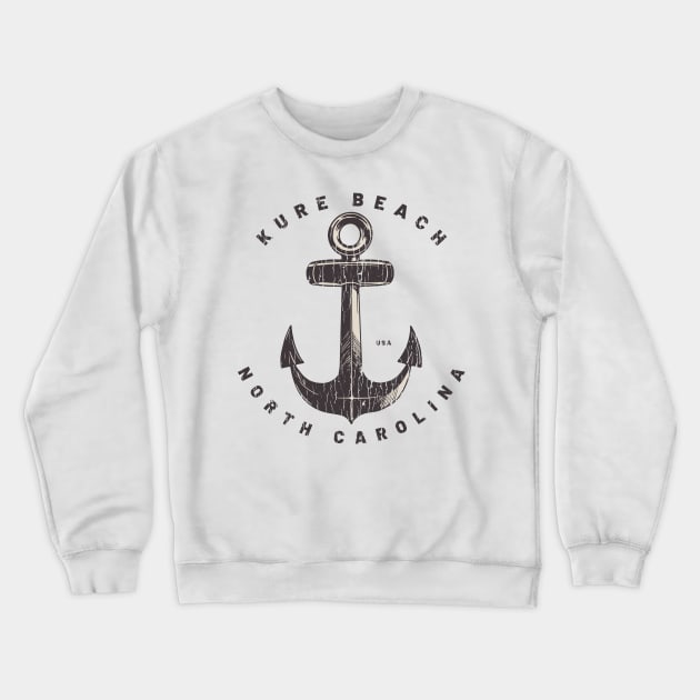 Kure Beach, NC Summertime Vacationing Big Anchor Crewneck Sweatshirt by Contentarama